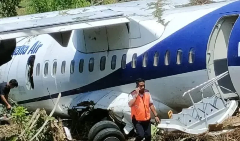 Kondisi Pesawat Rusak berat, Akibat Tergelincir (foto:istimewa)