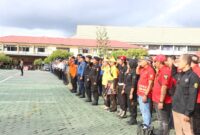 Ratusan Personil siap amankan malam pergantian tahun baru 2024-2025 dalam Apel Kesiapan anggota dipimpin Kapolresta Banjarmasin dan jajaran terkait, Selasa (30/12/2024). (foto:istimewa/bomindonesia)