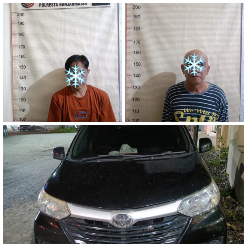 Pelaku Penggelapan Mobil, RWD dan KSR beserta Barbuk diamankan oleh Polsek Banjarmasin Timur, Kamis (10/4/2025). (foto: istimewa)