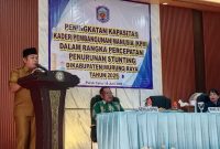 Wabup Rahmanto Muhiddin saat membuka kegiatan KPM di Aula DPMD Murung Raya (foto: Maya)