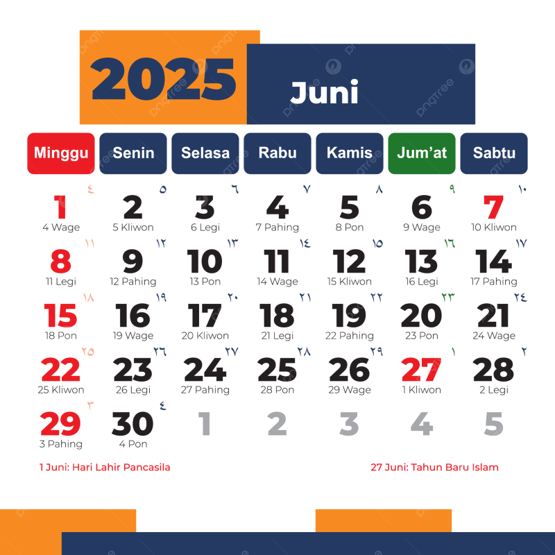 Lihat Kalender Bulan Juni 2025