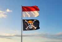 Bendera Indonesia dan Bendera jolly Roger (One Piece)