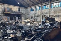 Puing puing sisa  kebakaran di Gedung Rektorat ULM (Foto Istimewa)

