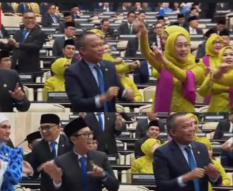Para legislator yang berjoget dan berdendang saat sidang MPR RI dan perayaan HUT ke-80 RI yang banyak menuai kritikan pedas (Foto Istimewa)