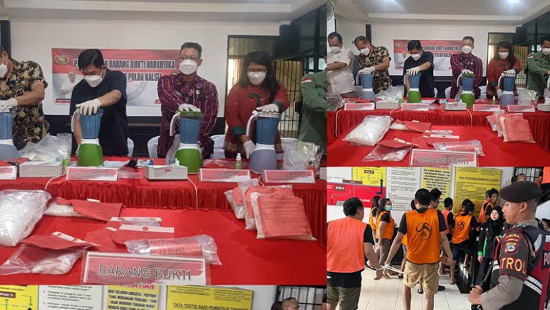 Pemusnahan barang bukti narkoba hasil pengungkapan April–Juni 2025 oleh Ditresnarkoba Polda Kalsel. (foto: Mercy)