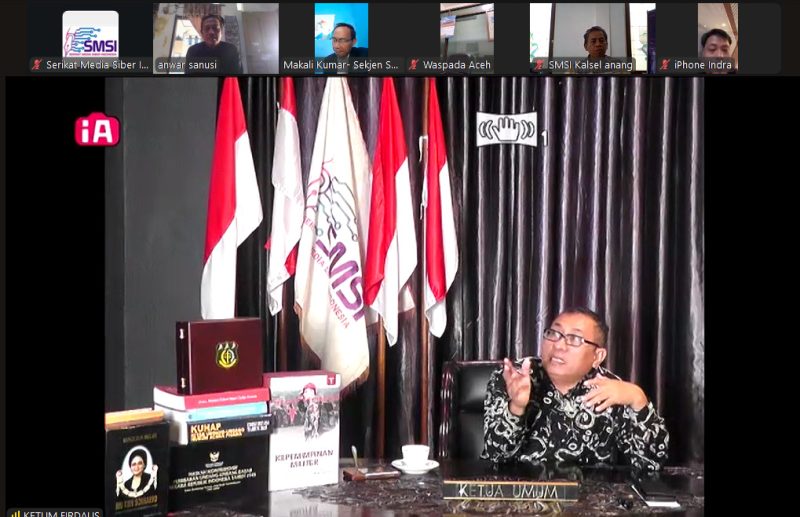 Serikat Media Siber Indonesia (SMSI) menggelar rapat koordinasi nasional melalui saluran zoom