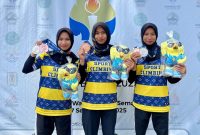 Trio andalan Kalsel pada POMNAS XIX Semarang yakni Shella Novita Sari, Syifa Nur Azizah, dan Syilfi Nur Atika