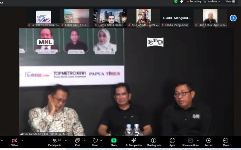 Dialog nasional yang mengambil tempat di Kantor SMSI Pusat Jakarta, dan diperluas dengan aplikasi zoom