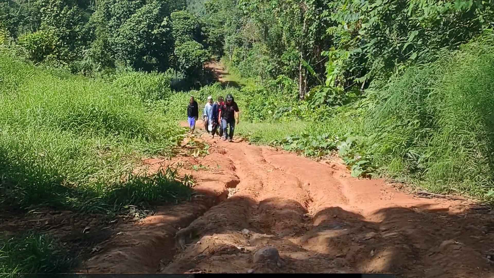 Inilah jalan baru yang mesti membelah gunung dan menghancurkan kebun yang dipertanyakan warga,padahal jalan lama sudah ada (Foto Mercy)
