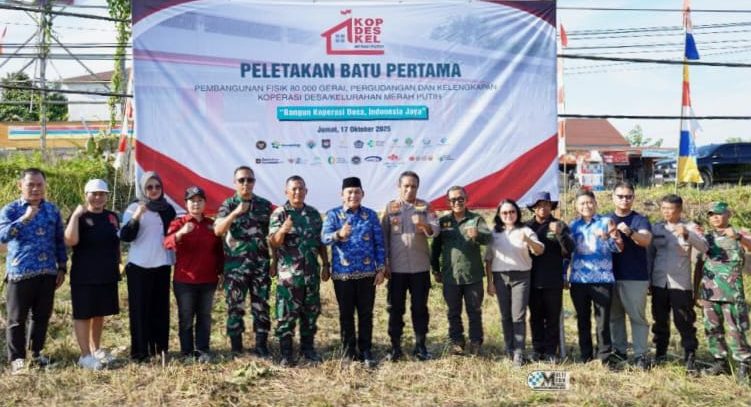 Peletakan Batu Pertama Koperasi Merah Putih di Desa Bahitom (foto : Diskominfo)