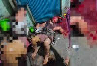 BERDARAH : Korban terkapar bersimbah darah usai dipukul menggunakan tabung gas (foto Istimewa )