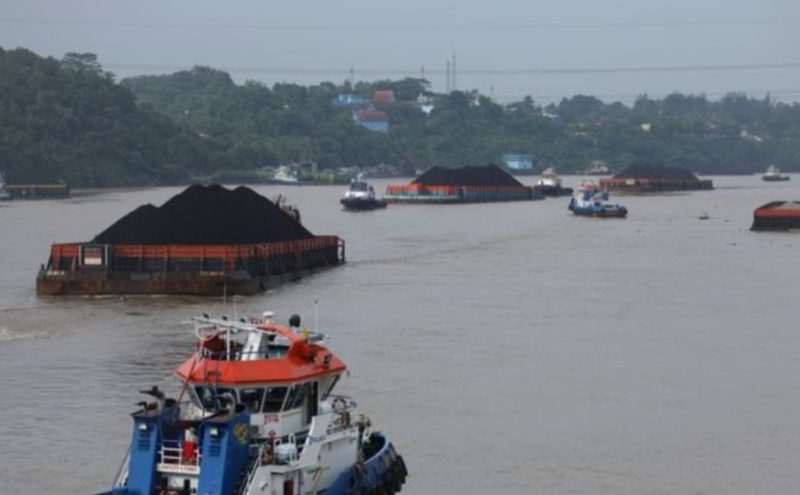 Potret lalu lintas tongkang bermuatan batu bara di Sungai Mahakam Kalimantan Timur (Foto Istimewa)
