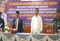 Ketua DPRD Murung Raya Rumiadi Hadiri pelantikan dan pengambilan sumpah janji jabatan penjabat (Pj) Sekretaris Daerah (foto: istimewa)