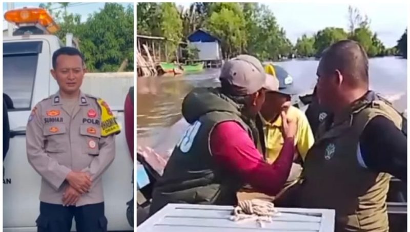 Pihak Polsek Aluh-aluh saat mengamankan kera betina yang menyerang warga Desa Pemurus,
Selasa (18/11/2025). (foto: istimewa)