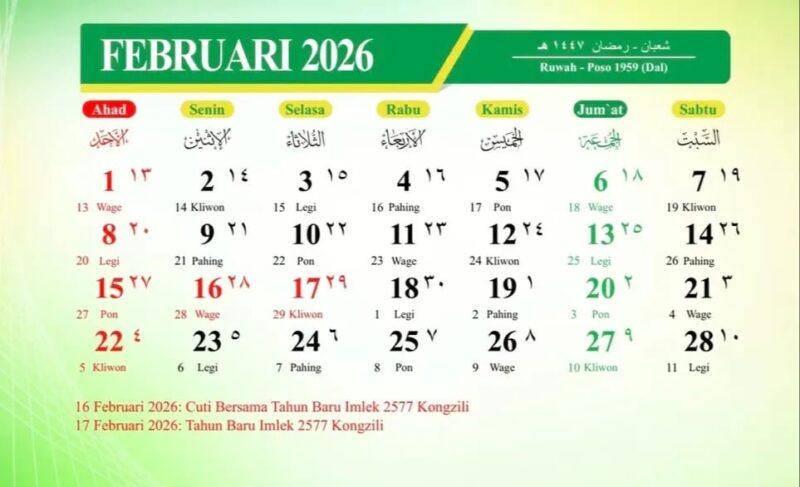 Mari Cek Tanggal Merah Libur Panjang Februari 2026