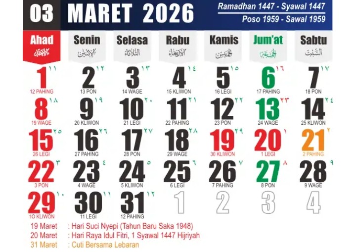 Cek Cuti Bersama Bulan Maret 2026