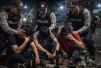 MABUK MIRAS - Sejumlah remaja kedapatan saat pesta miras saat giat patroli Polresta Banjarmasin, Minggu (22/2) dini hari (Foto Ilustrasi)