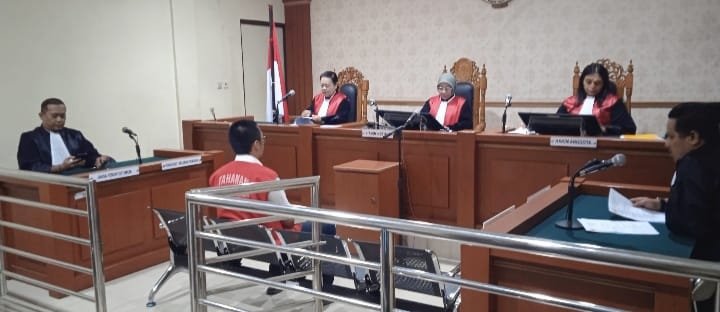 Terdakwa Allen Gunawan Effendi saat mengajukan pembelaan atas tuntutan jaksa selama 5 tahun penjara (Foto Istimewa) 