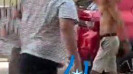 AKSI KOBOI - Diduga pros baju kaos vrem celana hitam ini keluarkan senpi sepertibaksi koboi ketika berseteru dengan juru parkir di Jalan Perdagangan Banjarmasin, Selasa (14/4/2026) lalu. (foto:istimewa) 
