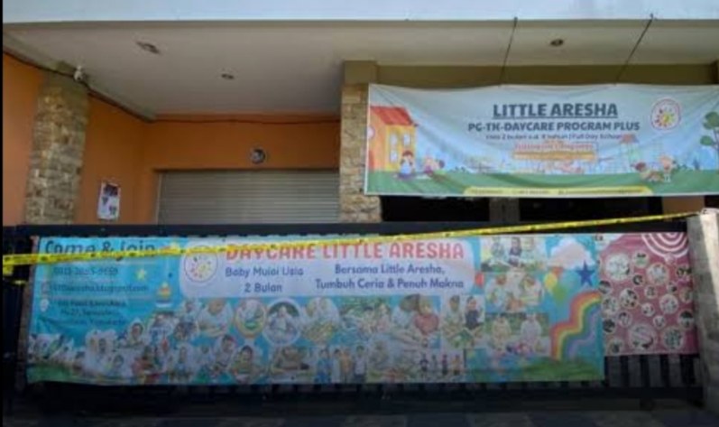 Daycare Little Aresha, Umbulharjo yang kini diberi garis polisi (Foto Istimewa) 

