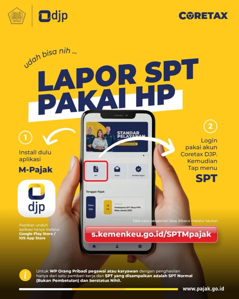Coretax Mobile/M-Pajak Khusus Pelaporan SPT Tahunan Nihil