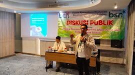 Branch Manager Bank Syariah Nasiona (BSN) KC Banjarmasin Sulthon Agung Memaparkan Sektor Perumahan Dalam Diskusi Publik Bersama Forum Komunikasi Wartawan Kalsel