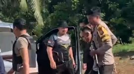 PELAKU DIAMANKAN - Pihak Polsek Sungai Pinang Polres Banjar saat mengamankan pelaku penganiayaan yang menewaskan seorang warga Desa Pakutik, Selasa (19/5/2026) pagi. (foto: istimewa)