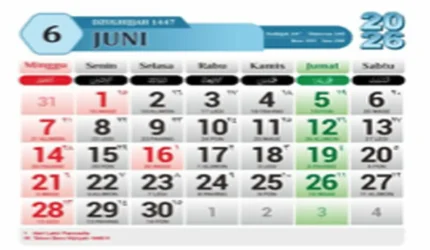 Cek Kalender Bulan Juni 2026, Kapan Libur?