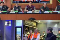 PRESS RELEASE – Kepala Kejaksaan Negeri Barito Kuala Dr. Andrianto Budi Santoso, SH, MH didampingi jajaran saat menggelar konferensi pers terkait penetapan dan penahanan empat tersangka dugaan korupsi tata kelola keuangan PDAM Barito Kuala di Kantor Kejari Barito Kuala, Jumat (26/6/2026). (foto: istimewa)