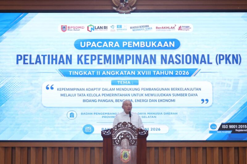 Gubernur Kalsel Haji Muhidin Membuka Pelatihan Kepemimpinan Nasional (PKN) Angkatan XVIII 2026 (foto:adpim)