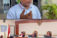 KASUS DUGAAN PENIPUAN BATU BARA – Kolase Komisaris PT Semesta Borneo Abadi (SBA), A Gafar Rehalat, dan suasana persidangan dugaan penipuan transaksi batu bara dengan terdakwa Richard Arief Muljadi di Pengadilan Negeri Banjarmasin satu Minggu lalu (Foto: Istimewa)