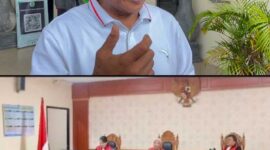 KASUS DUGAAN PENIPUAN BATU BARA – Kolase Komisaris PT Semesta Borneo Abadi (SBA), A Gafar Rehalat, dan suasana persidangan dugaan penipuan transaksi batu bara dengan terdakwa Richard Arief Muljadi di Pengadilan Negeri Banjarmasin satu Minggu lalu (Foto: Istimewa)