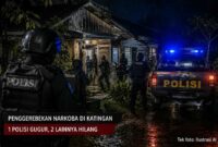 ILUSTRASI AI – Ilustrasi operasi penggerebekan bandar narkoba yang berujung bentrokan di Desa Tumbang Kalemei, Kecamatan Katingan Tengah, Kabupaten Katingan, Kamis (2/7/2026) dini hari. (Ilustrasi/AI)