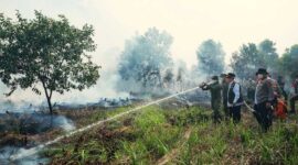 KARHUTLA KALSEL – Prajurit Korem 101/Antasari bersama tim gabungan melakukan pemadaman kebakaran hutan dan lahan (karhutla) di sejumlah wilayah Kalimantan Selatan, Jumat (21/8/2026). Penanganan dilakukan di 17 titik dengan total luas lahan terbakar diperkirakan lebih dari 100 hektare. (foto:Penrem 101/Ant)
