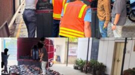 Petugas Bea Cukai Kalbagsel mengamankan truk pengangkut 2,5 juta batang rokok ilegal beserta barang bukti di kawasan Pelabuhan Trisakti, Banjarmasin, Jumat (21/8/2026). (foto:istimewa)