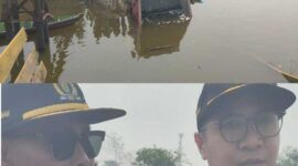 Ketua Komisi III  Kota Banjarmasin Muhammad Ridho Akbar, S.T.  (bawah ) bersama anggota DPRD Dapil Banjarmasin Selatan Nurrahman
saat meninjau langsung lokasi ambruknya Jembatan Saka Harang di Mantuil, Banjarmasin Selatan, Minggu (30/8/2026). Ia datang ke TKP kurang dari sejam setelah kejadian (Foto Mercy)