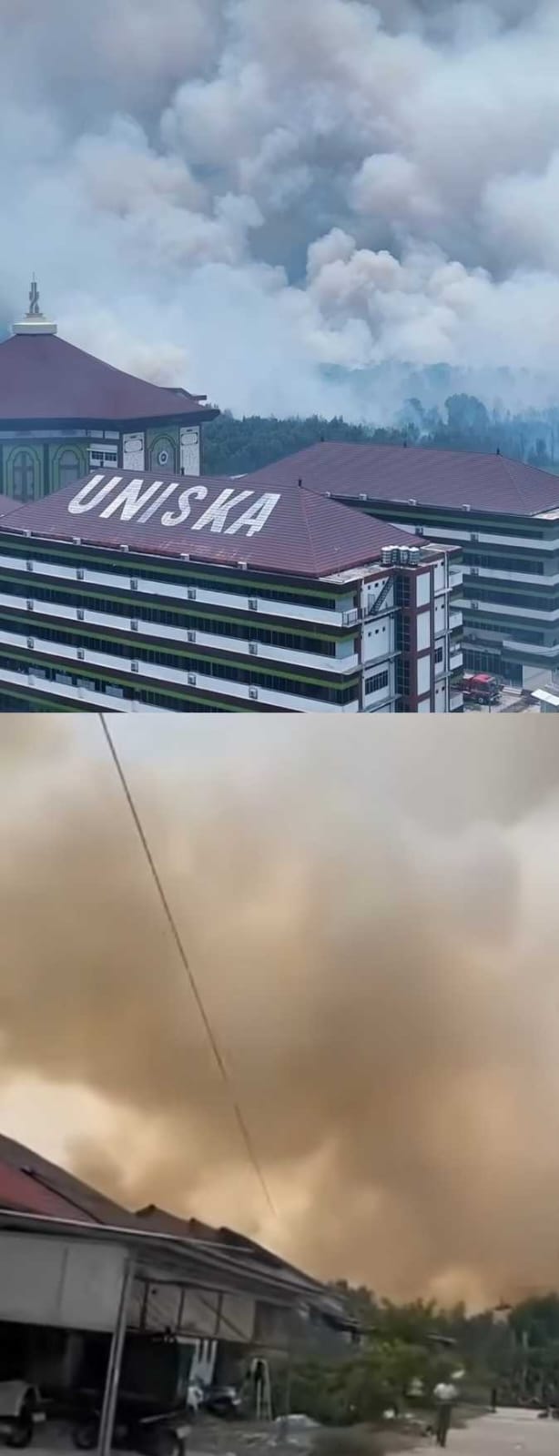 Setelah Malam Memerah, Kini Siang Diselimuti Asap, Karhutla Kembali Landa Belakang UNISKA Handil Bakti